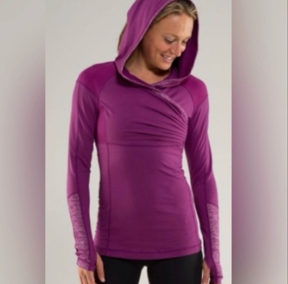 Lululemon Women's Purple/Plum Run For Your Life Pullover Ponytail Hoodie with Th